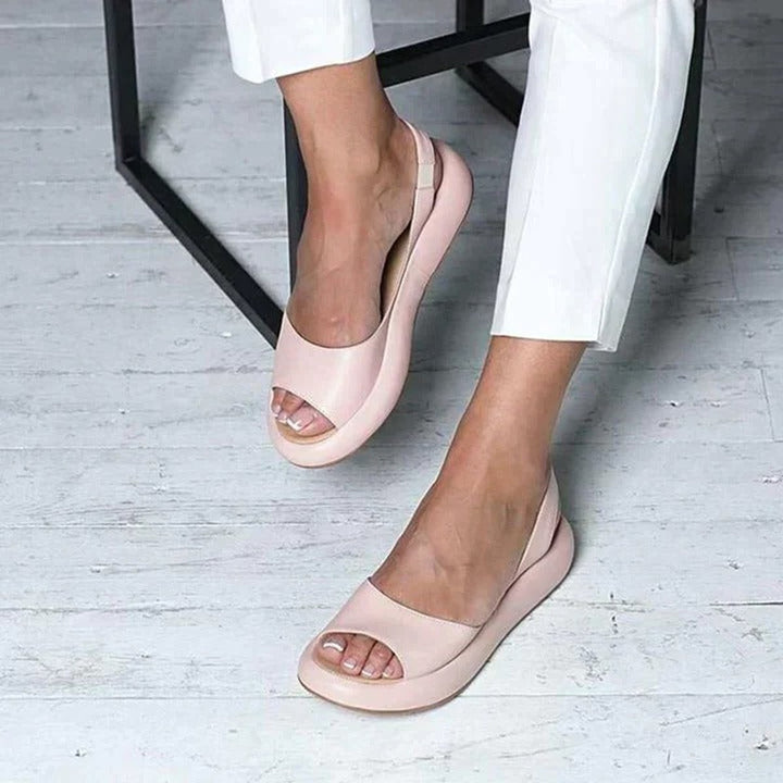 Darla | Women's Peep Toe Flat Slingback Sandals - Light Pink - Image 1