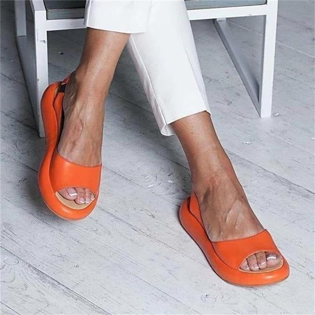 Darla | Women's Peep Toe Flat Slingback Sandals - Light Pink - Image 3