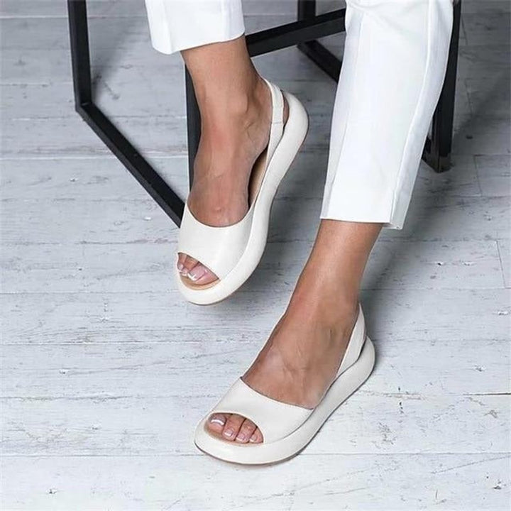 Darla | Women's Peep Toe Flat Slingback Sandals - Light Pink - Image 4