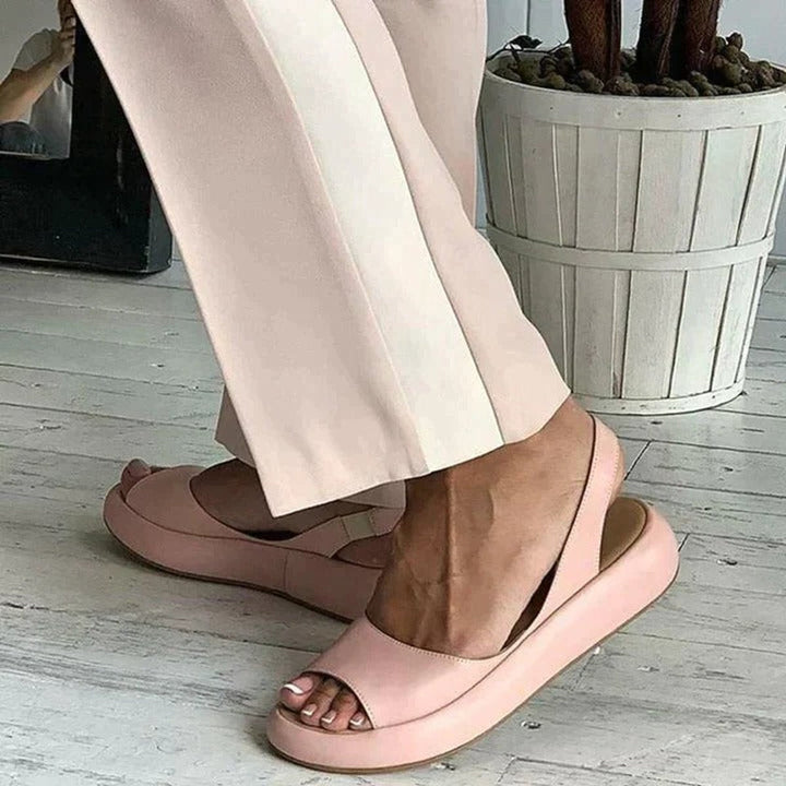 Darla | Women's Peep Toe Flat Slingback Sandals - Light Pink - Image 7