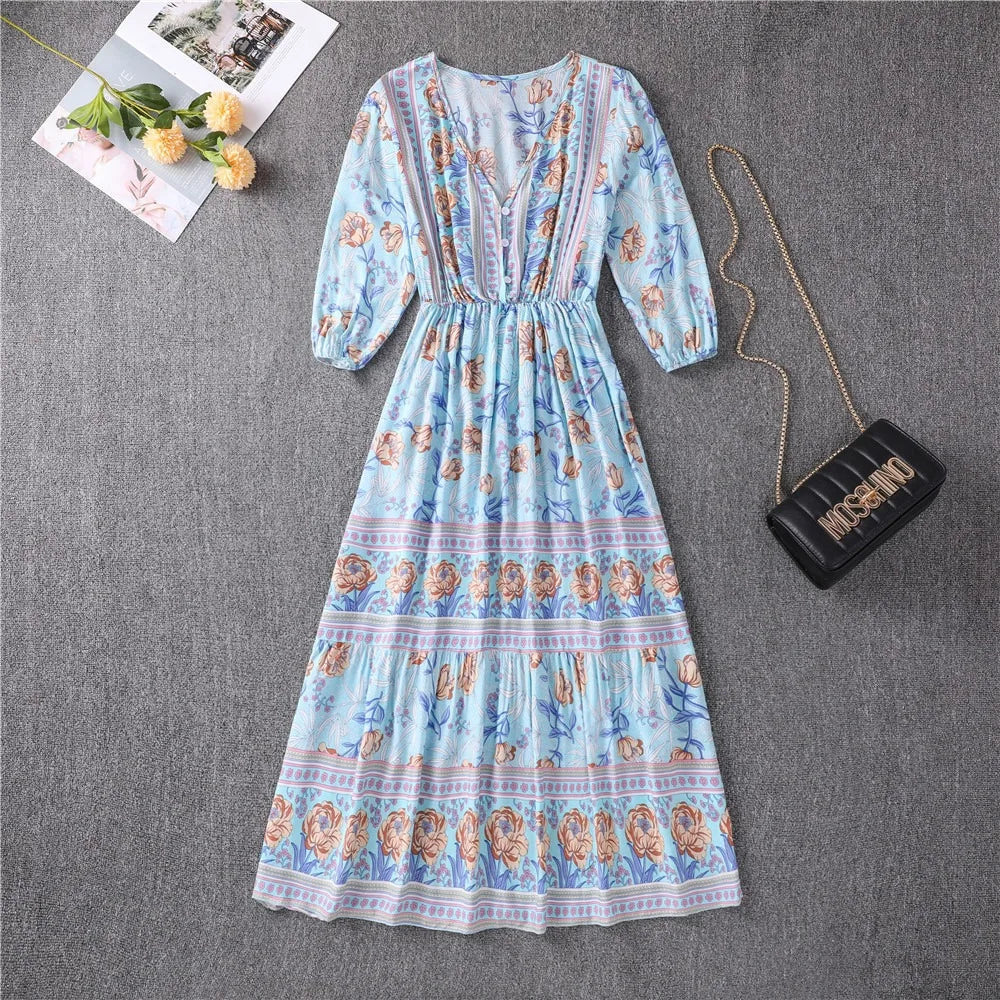 Darlow | Women's Wedding Guest Midi Dress - Light Blue - Image 4