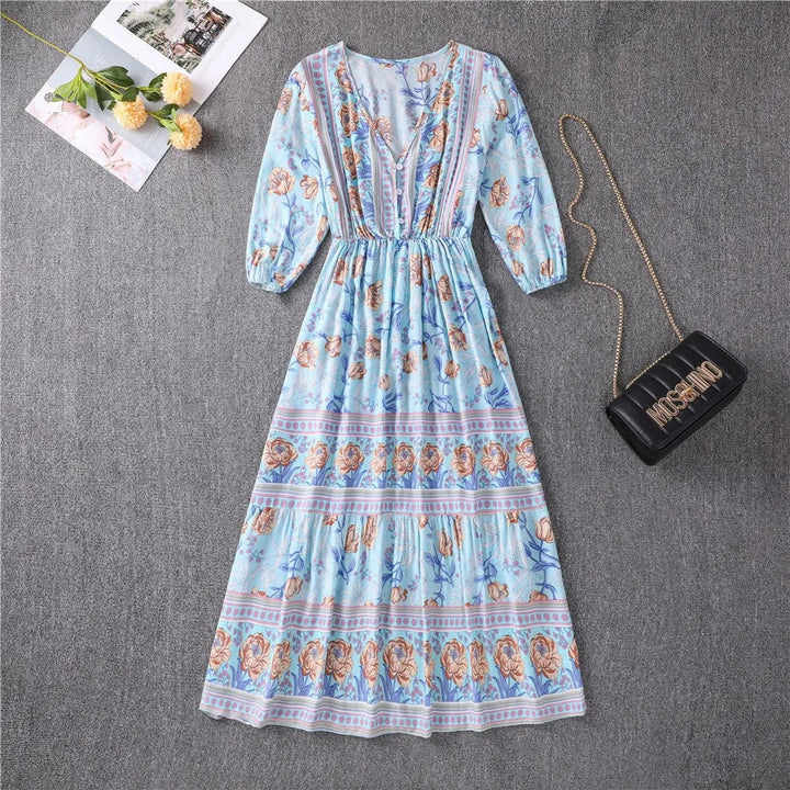 Darlow | Women's Wedding Guest Midi Dress - Light Blue - Image 4