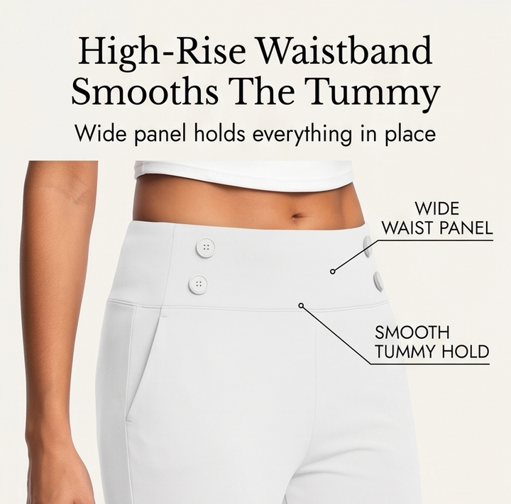 Darvell | Women's High-Waist Stretch Capri Pants - White - Image 6