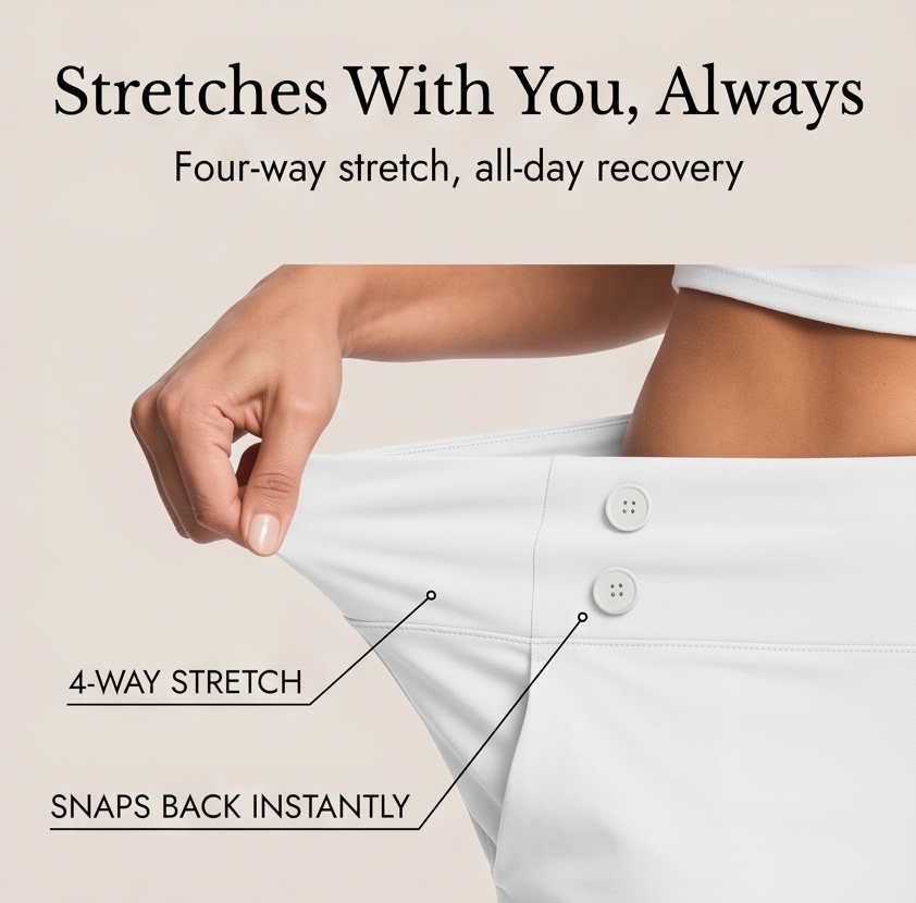Darvell | Women's High-Waist Stretch Capri Pants - White - Image 7