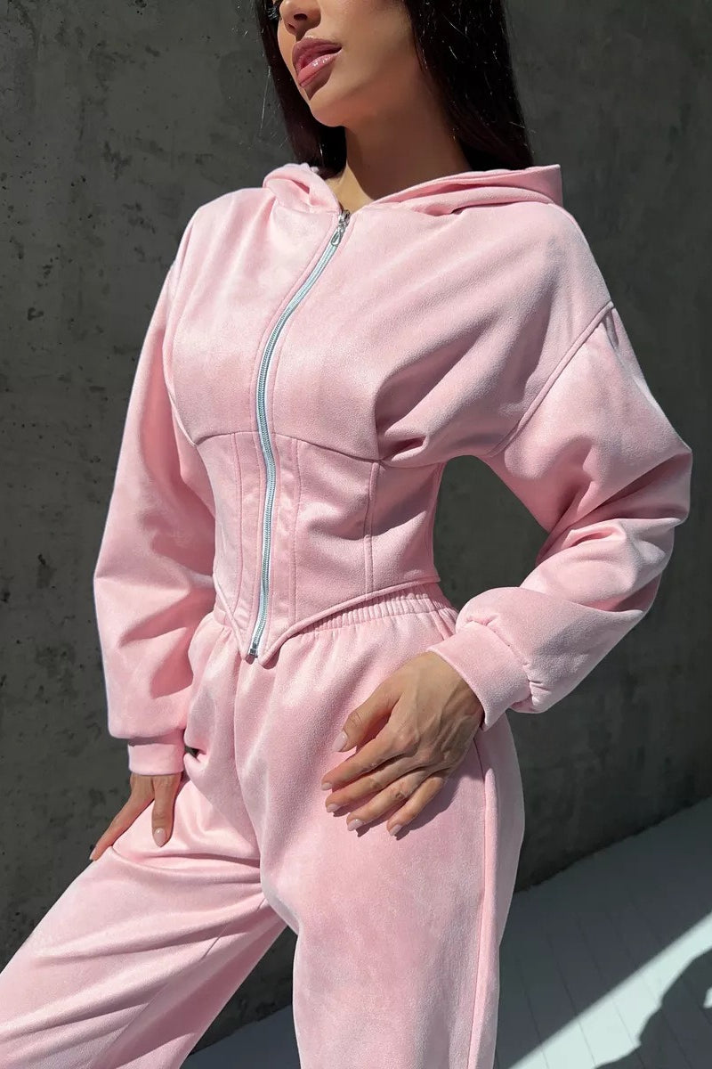 Darvina | Women's Hooded Zip Jumpsuit Set - Sage - Image 5