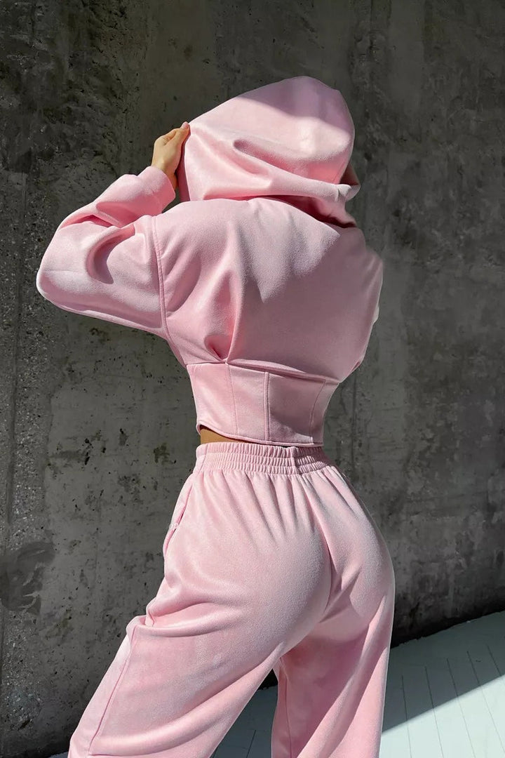 Darvina | Women's Hooded Zip Jumpsuit Set - Sage - Image 6