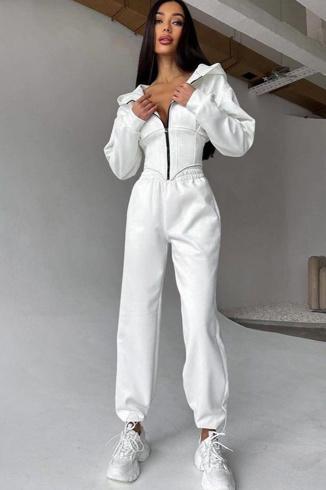 Darvina | Women's Hooded Zip Jumpsuit Set - Sage - Image 8
