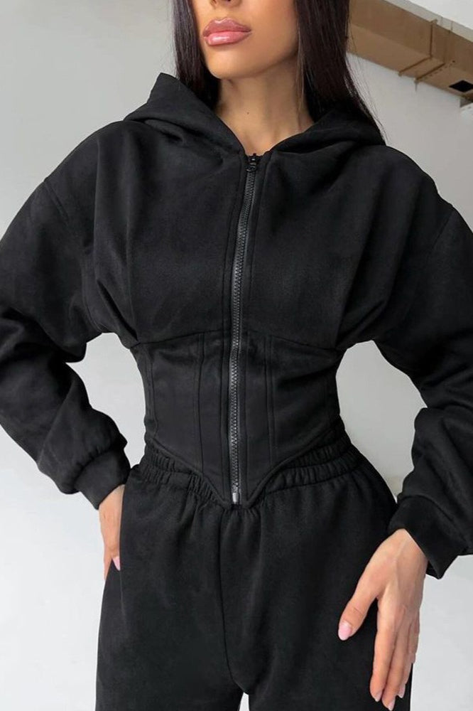 Darvina | Women's Hooded Zip Jumpsuit Set - Sage - Image 9