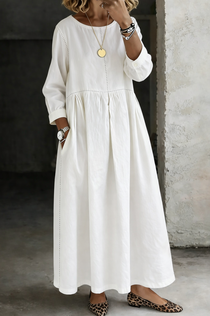 Darvinna | Women's Long Sleeve Pleated Maxi Dress - Image 2