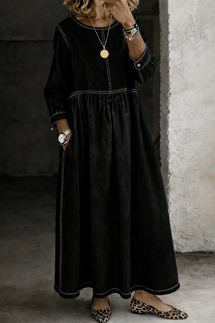 Darvinna | Women's Long Sleeve Pleated Maxi Dress - Image 3