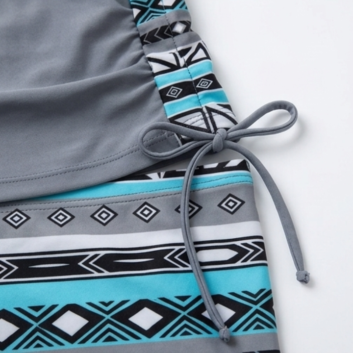 Dawnelle | Women's Plus Size Tankini Swimsuit Set - Grey - Image 11