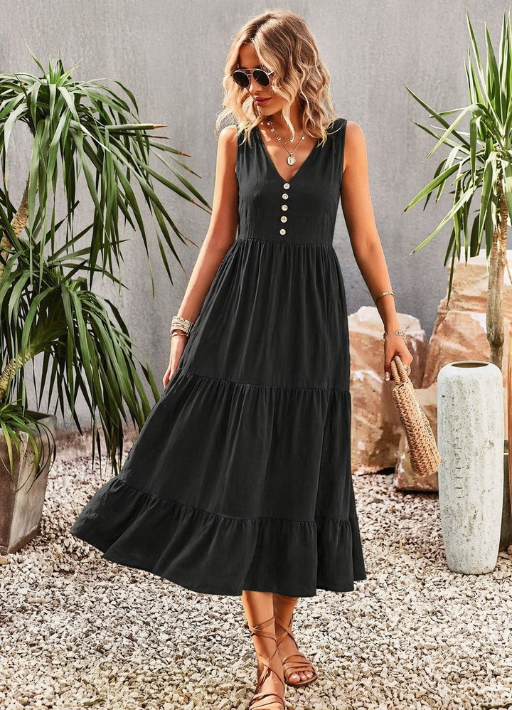 Dawneth | Women's Sleeveless White Midi Dress - White - Image 2