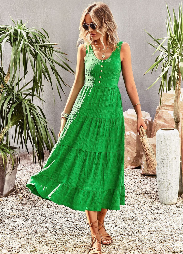 Dawneth | Women's Sleeveless White Midi Dress - White - Image 3
