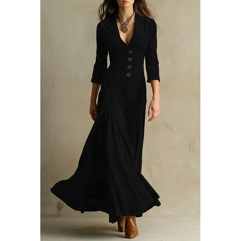 Dawnwyn | Women's Velvet Maxi Dress Tailored Gown - Brown - Image 5