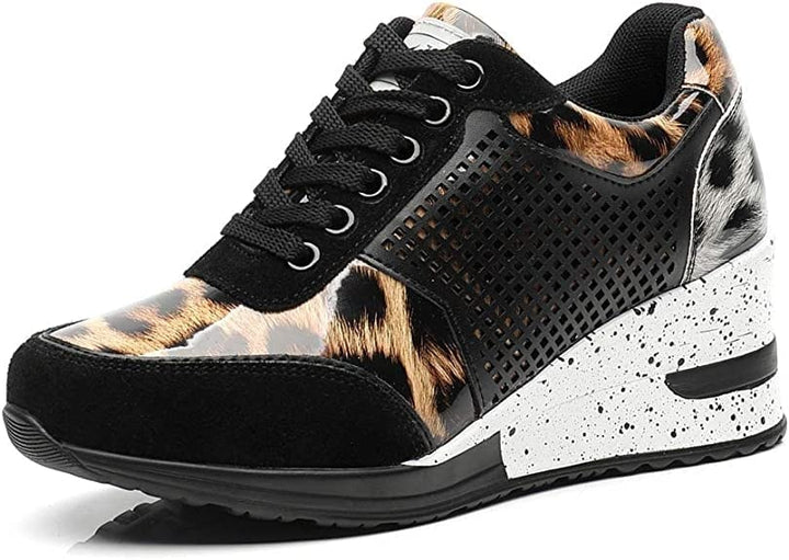 Lexi | Women's Wedge Heel Lace-Up Trainers with Perforated Detail