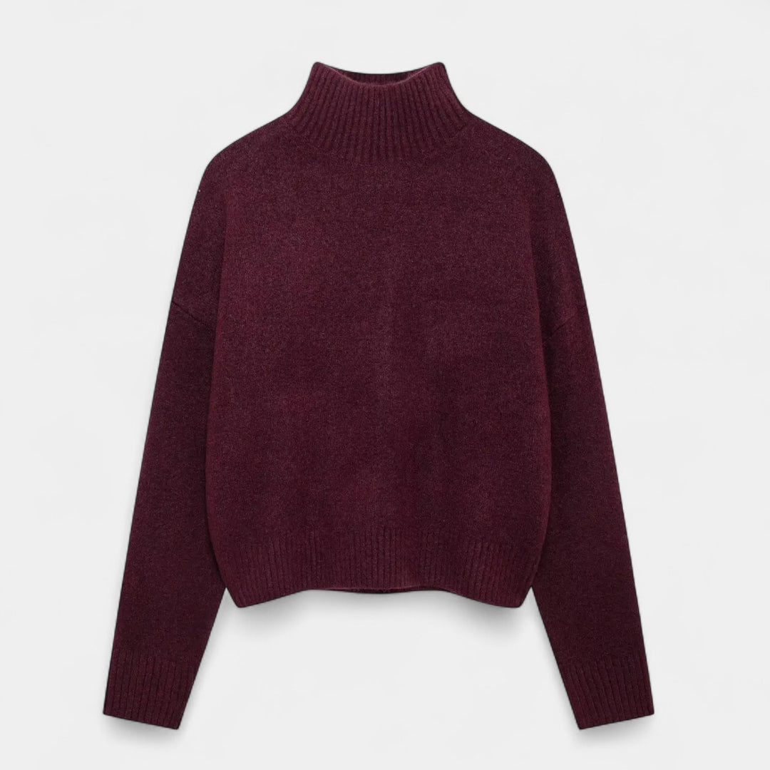 Delilah | Women's Turtleneck Long Sleeve Sweater - Dark Grey - Image 4