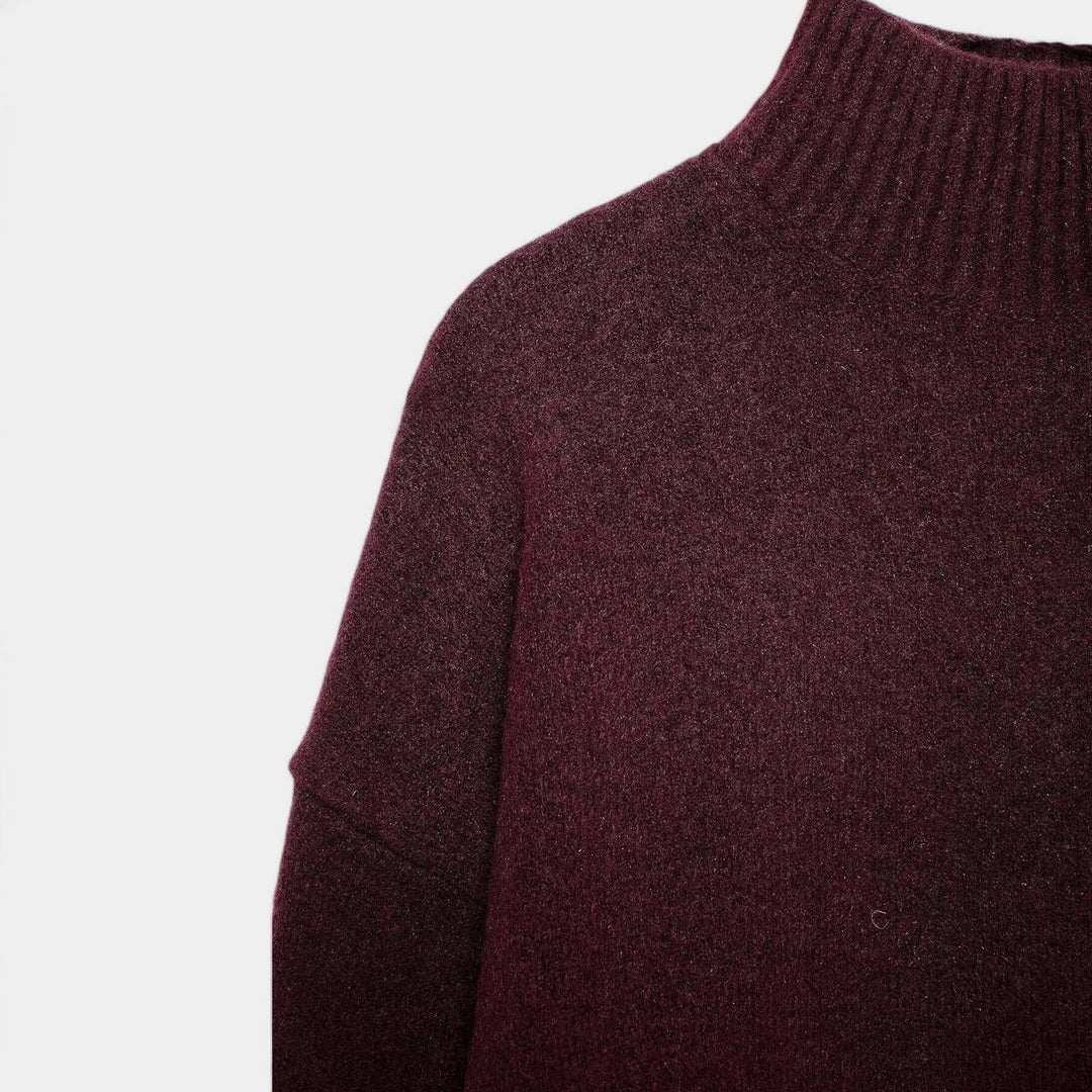Delilah | Women's Turtleneck Long Sleeve Sweater - Dark Grey - Image 5