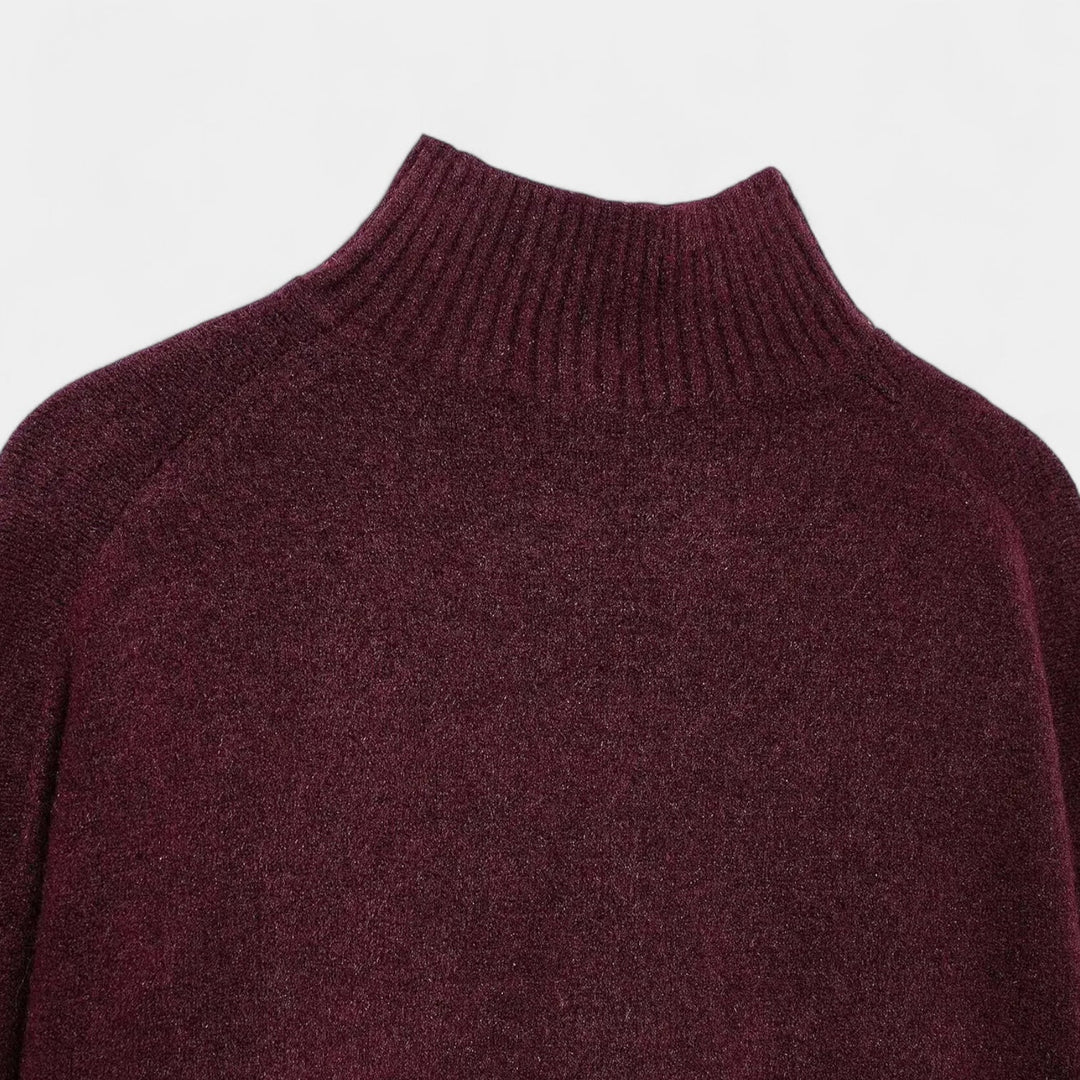 Delilah | Women's Turtleneck Long Sleeve Sweater - Dark Grey - Image 9