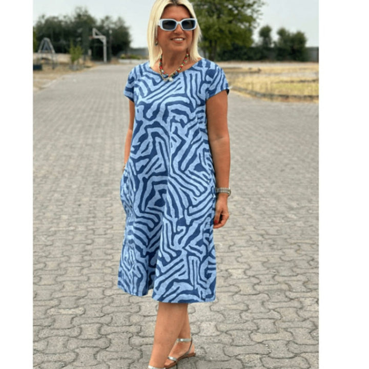Delvaine | Women's Boho Print Midi Dress - Cream - Image 10