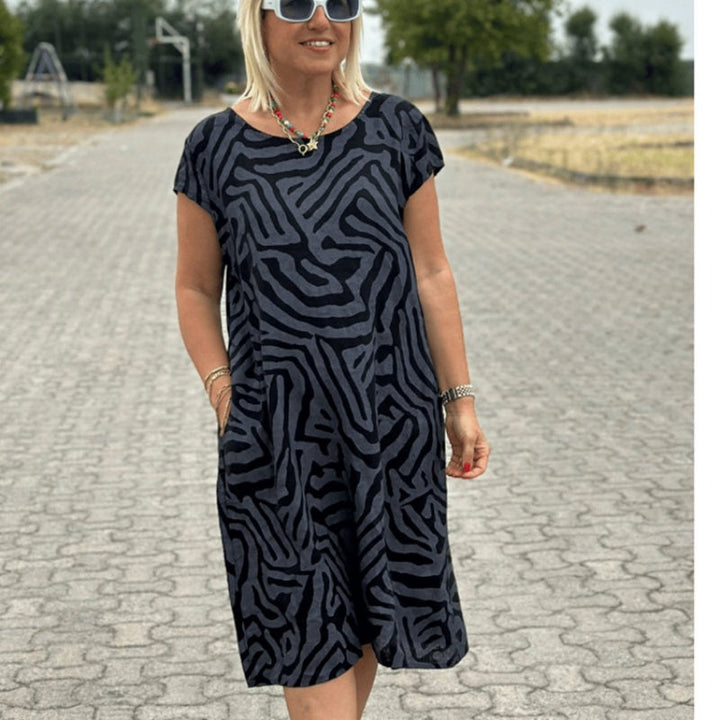 Delvaine | Women's Boho Print Midi Dress - Cream - Image 3