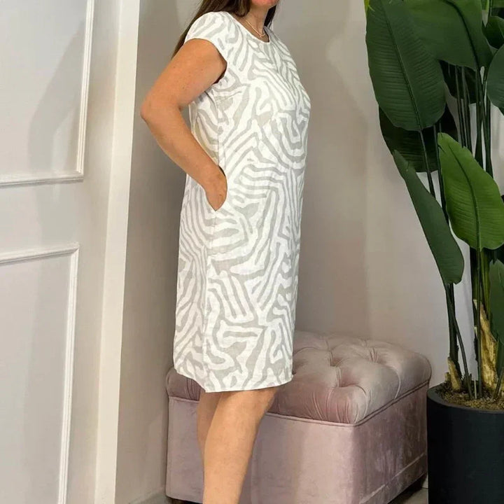 Delvaine | Women's Boho Print Midi Dress - Cream - Image 6