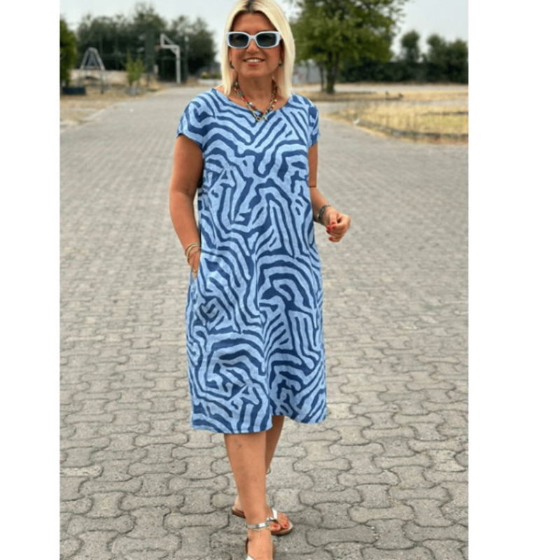 Delvaine | Women's Boho Print Midi Dress - Cream - Image 8
