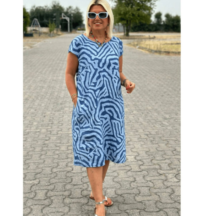 Delvaine | Women's Boho Print Midi Dress - Cream - Image 8