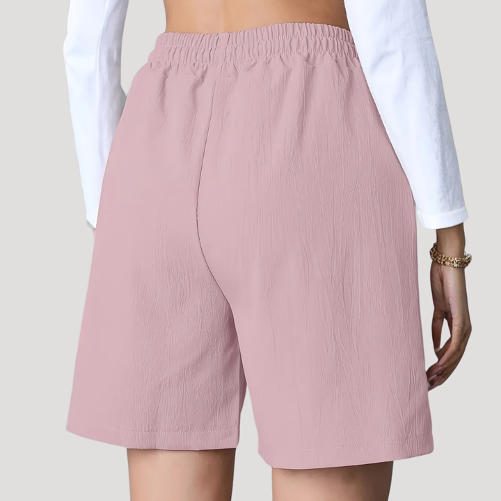 Delvaine | Women's Linen-Look Bermuda Shorts - Pink - Image 2
