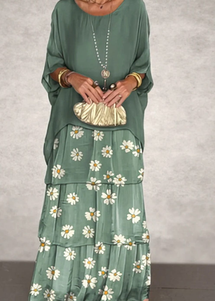 Delvaine | Women's Wedding Guest Maxi Dress Tiered - Olive Green - Image 14