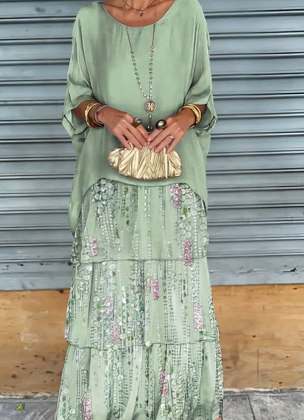 Delvaine | Women's Wedding Guest Maxi Dress Tiered - Olive Green - Image 16