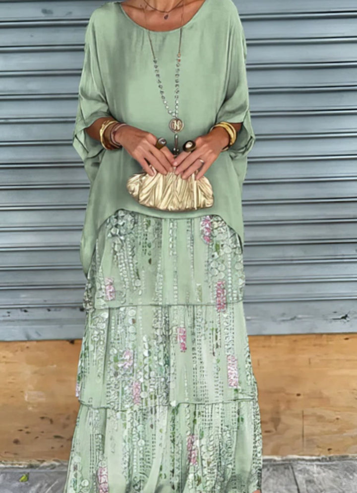 Delvaine | Women's Wedding Guest Maxi Dress Tiered - Olive Green - Image 16