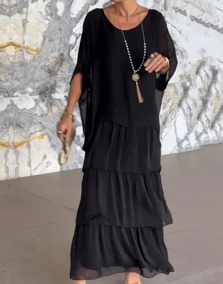 Delvaine | Women's Wedding Guest Maxi Dress Tiered - Olive Green - Image 5