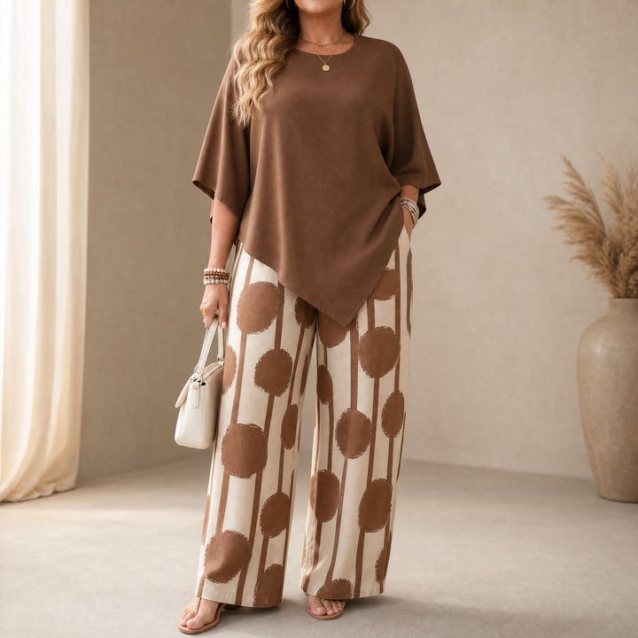 Delvara | Women's 2-Piece Wide-Leg Pants Set - Navy - Image 2