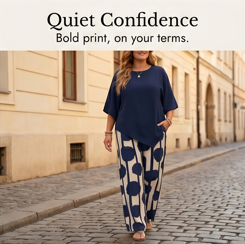 Delvara | Women's 2-Piece Wide-Leg Pants Set - Navy - Image 7