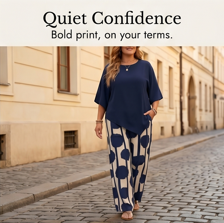 Delvara | Women's 2-Piece Wide-Leg Pants Set - Navy - Image 7