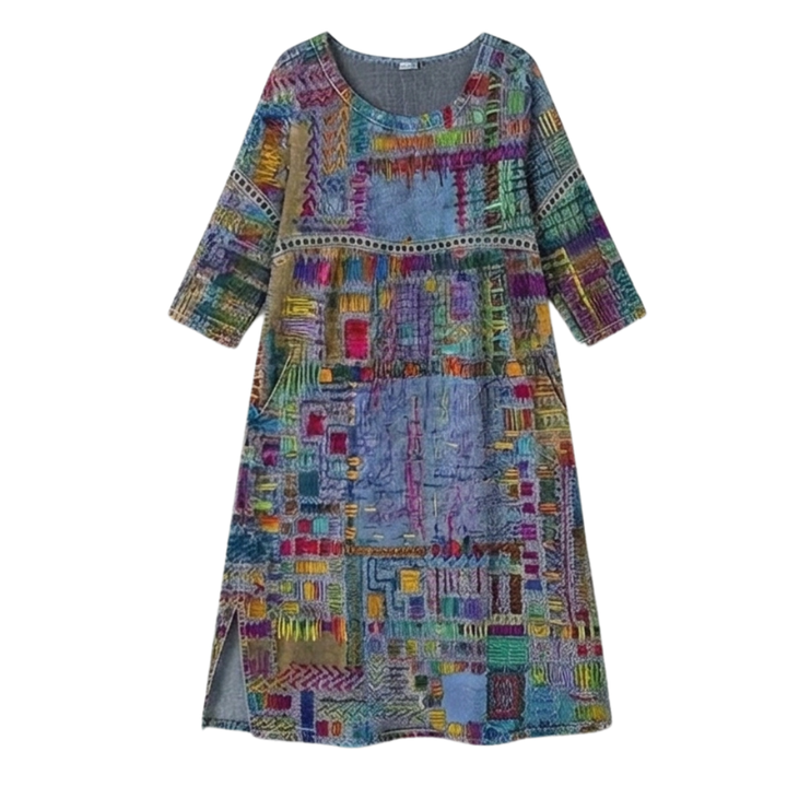 Delvara | Women's Boho Print Midi Dress with Pockets - Image 11