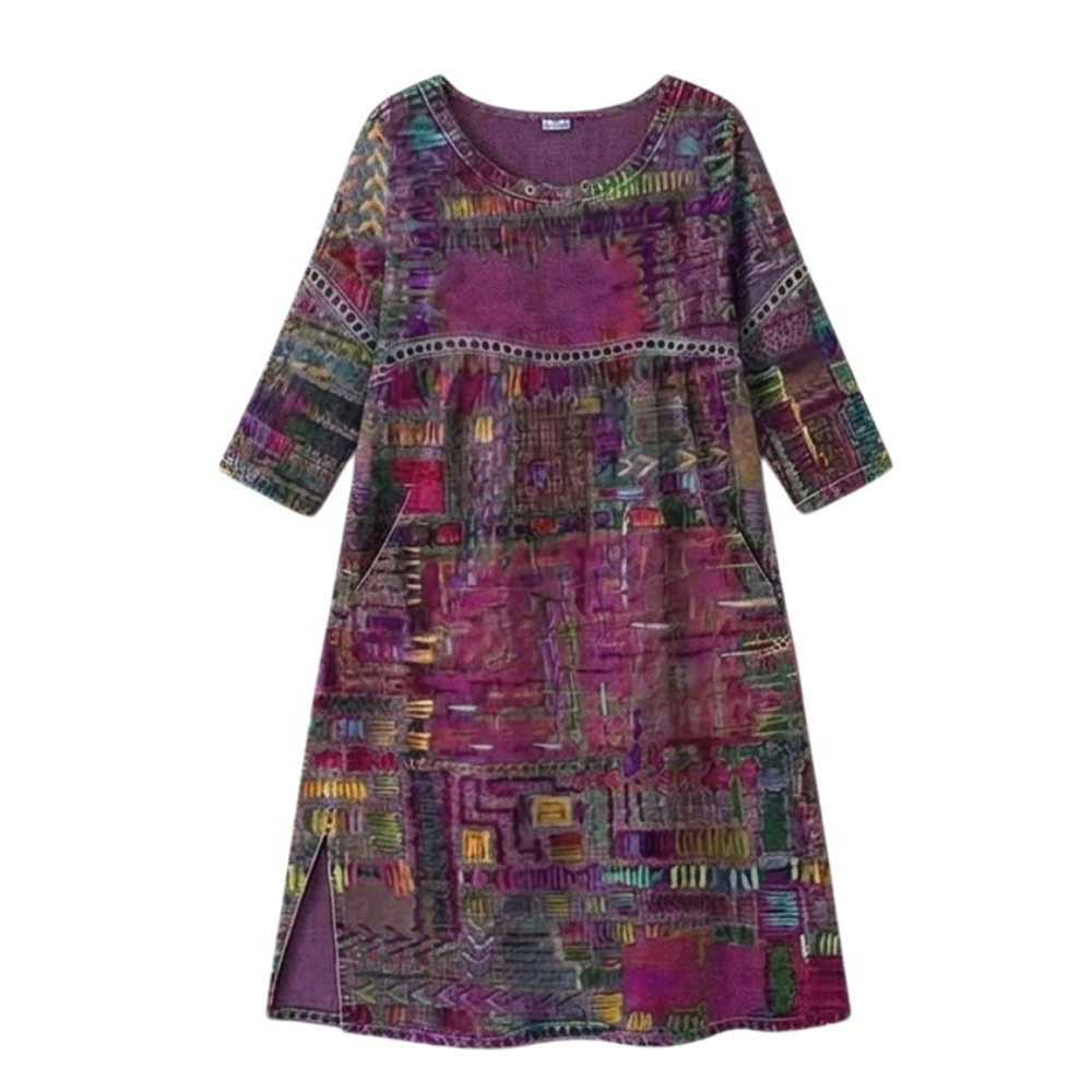 Delvara | Women's Boho Print Midi Dress with Pockets - Image 13
