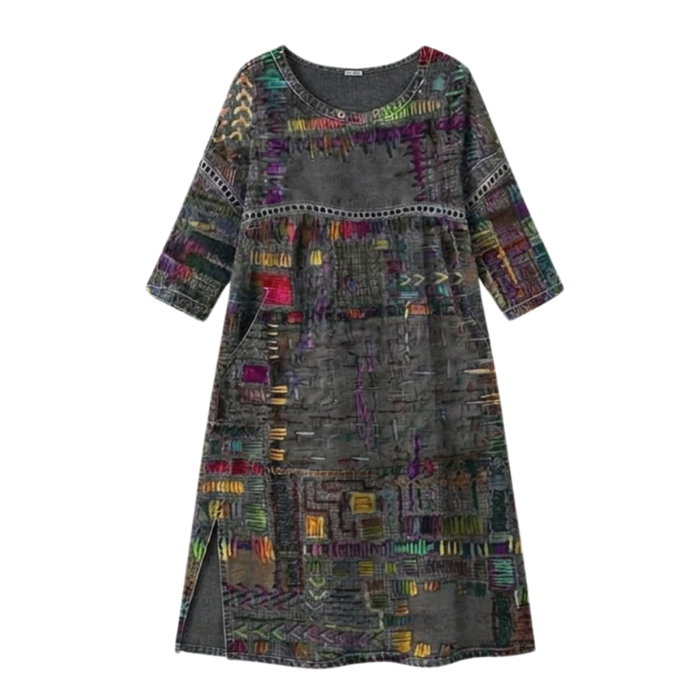 Delvara | Women's Boho Print Midi Dress with Pockets - Image 14