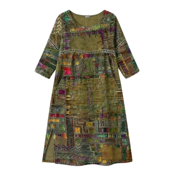 Delvara | Women's Boho Print Midi Dress with Pockets - Image 15