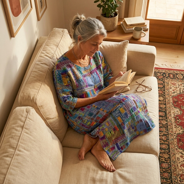 Delvara | Women's Boho Print Midi Dress with Pockets - Image 6