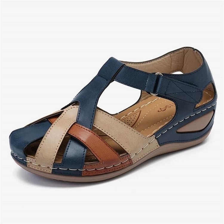 Delvara | Women's Closed Toe Wedge Sandals - Burgundy - Image 6