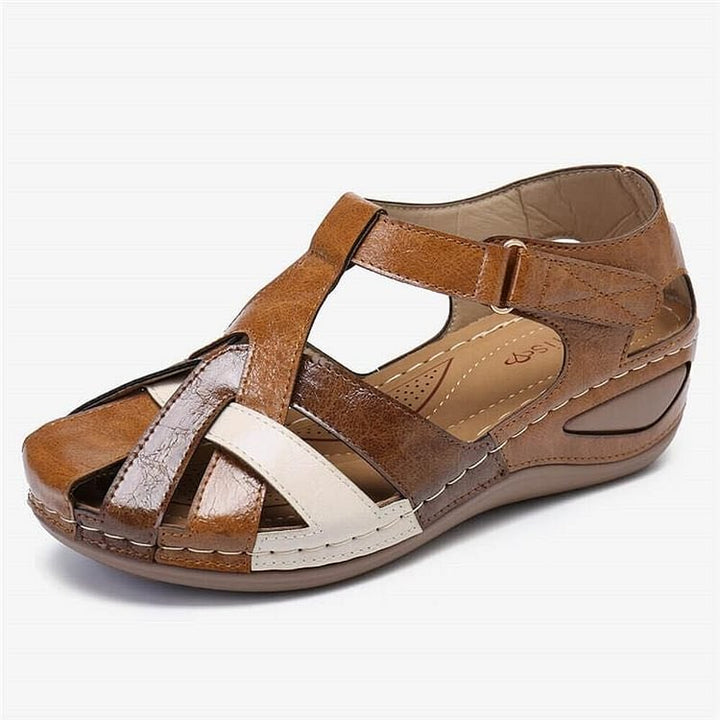 Delvara | Women's Closed Toe Wedge Sandals - Burgundy - Image 8