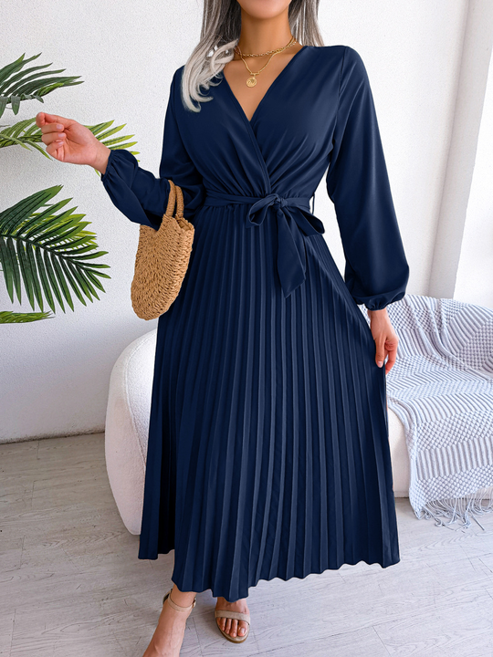 Delvara | Women's Formal Maxi Wrap Dress - Dark Green - Image 3