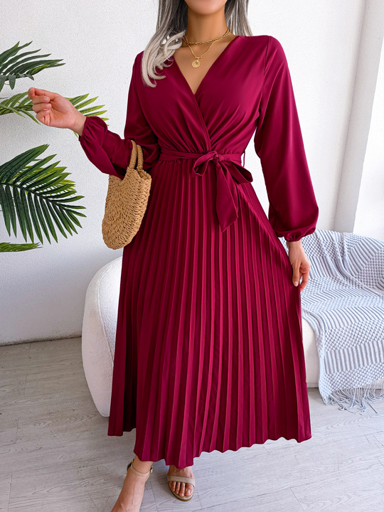 Delvara | Women's Formal Maxi Wrap Dress - Dark Green - Image 4