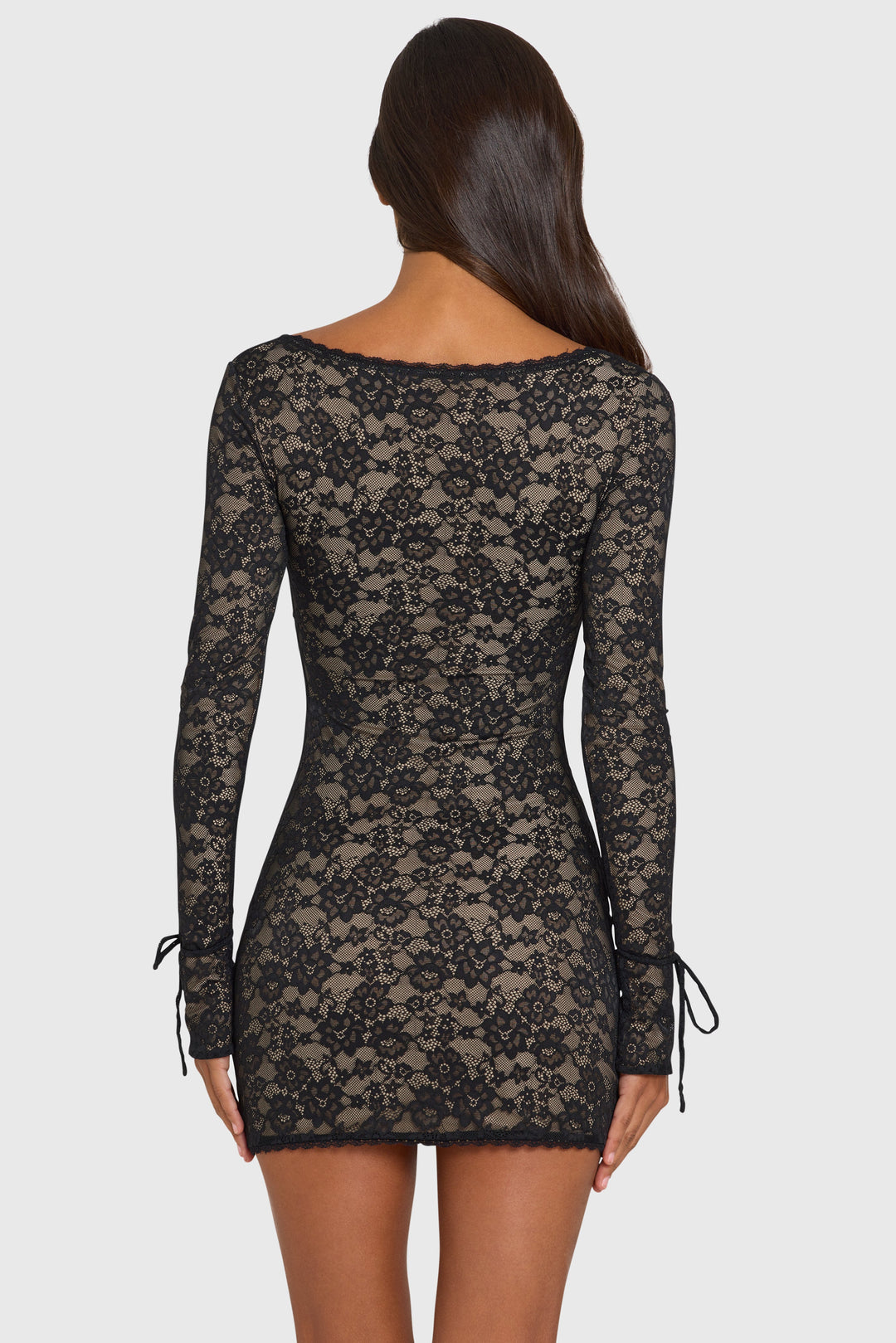 Delvara | Women's Lace Mini Dress - Black - Image 3