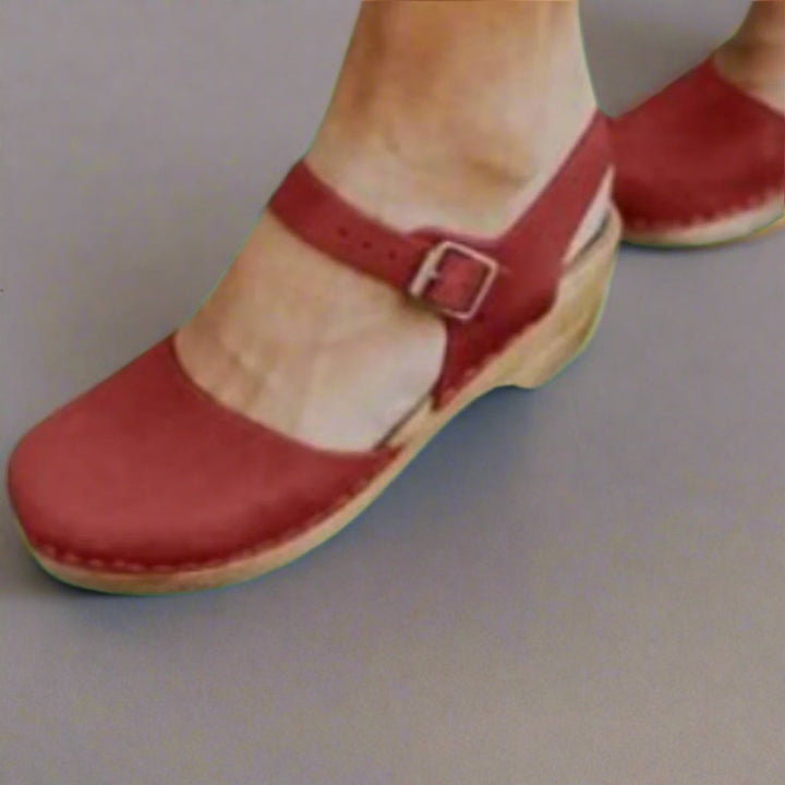 Delvara | Women's Platform Clog Ankle Strap Closed Toe Shoe - Camel - Image 3