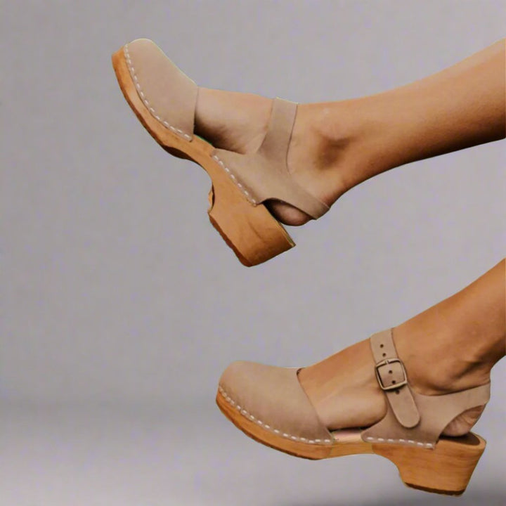 Delvara | Women's Platform Clog Ankle Strap Closed Toe Shoe - Camel - Image 4
