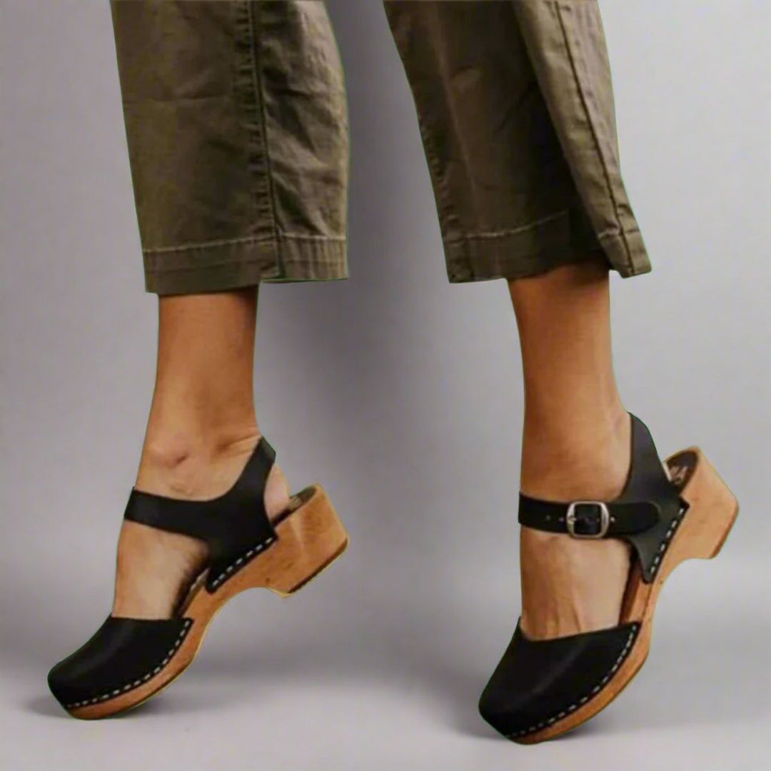 Delvara | Women's Platform Clog Ankle Strap Closed Toe Shoe - Camel - Image 5