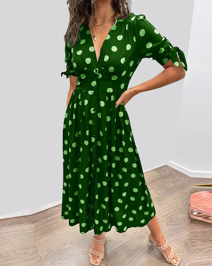 Delvara | Women's Polka Dot Midi Dress - Polka Dot - Image 18