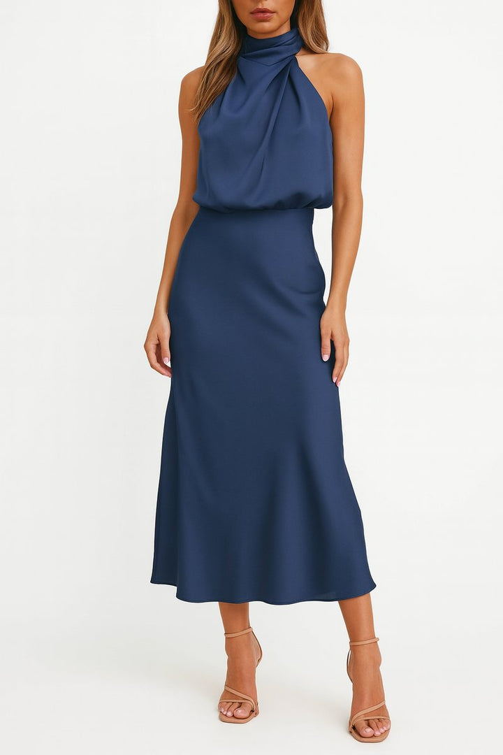 Delvette | Women's Wedding Guest Halter Midi Dress - Image 5
